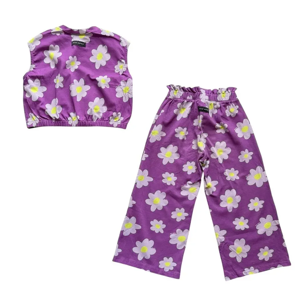 Dear Sophie Floral Crop Top + Culotte Pants Size 6-8y - Picture 4 of 5